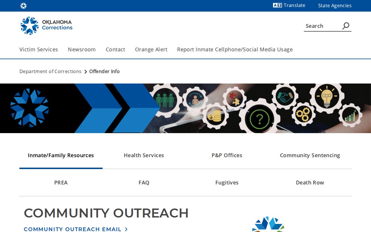 ODOC guidance for a Woods County released inmate search
